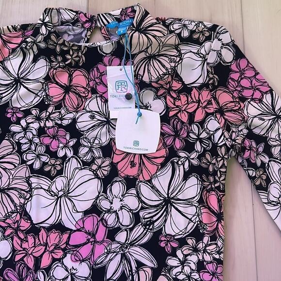 Tori Richard Lei Around Eris Fitted Floral 90s Y2K Keyhole Crop Jersey Top - Picture 4 of 5